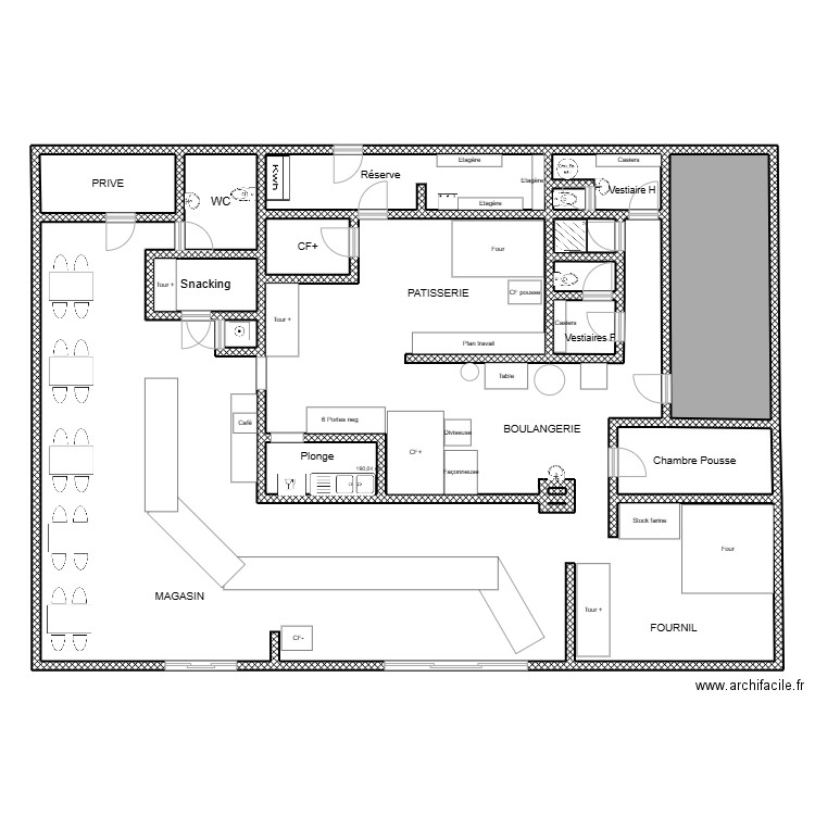 Fournil Talmeunier. Plan de 17 pièces et 266 m2