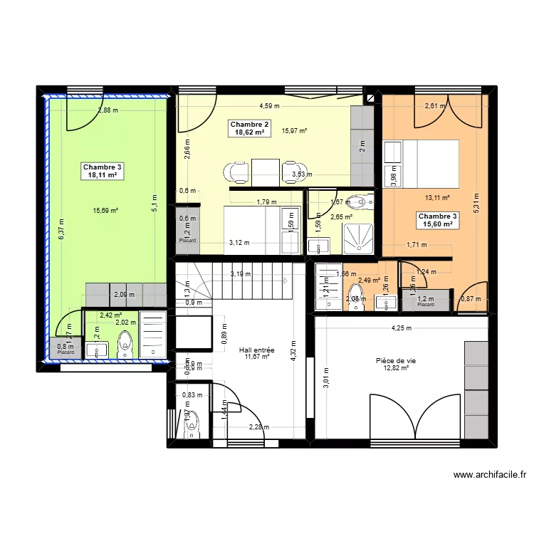 P0.2_PLAN_RDC_CLOISONS_MODIFIEES_PROJET_ZANY. Plan de 12  et 79 m²