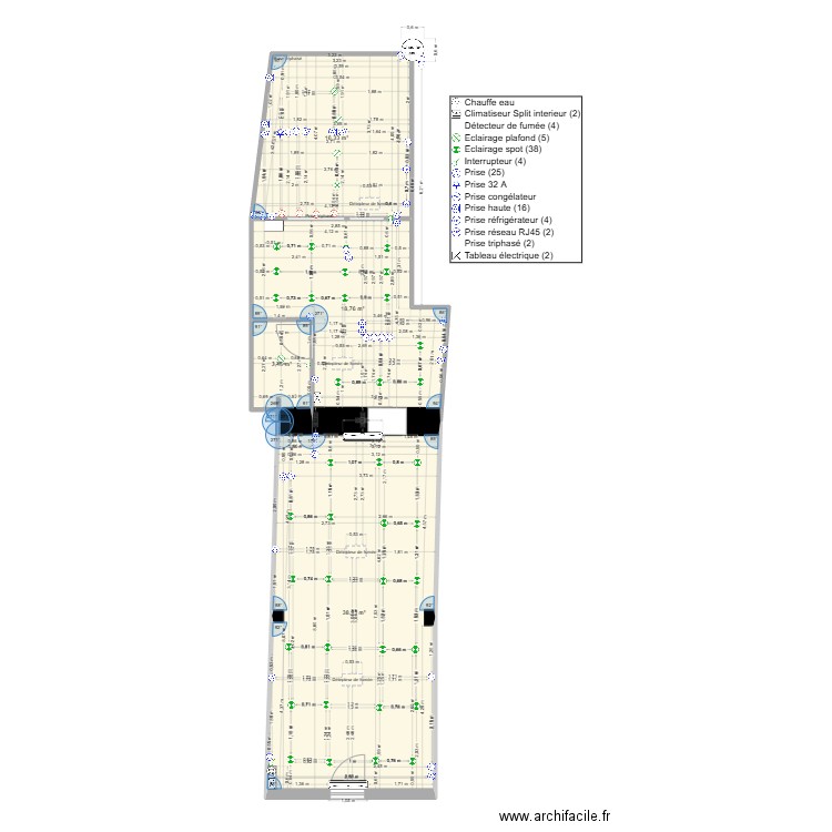creperie elec toute cotes. Plan de 4 pièces et 77 m2