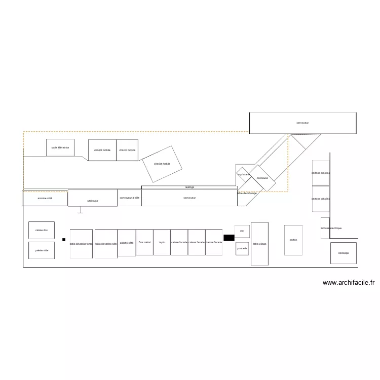 Chaine K sans rack. Plan de 