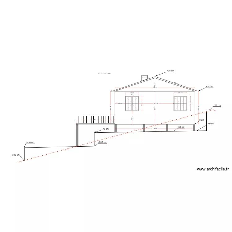 plan facade O. Plan de 
