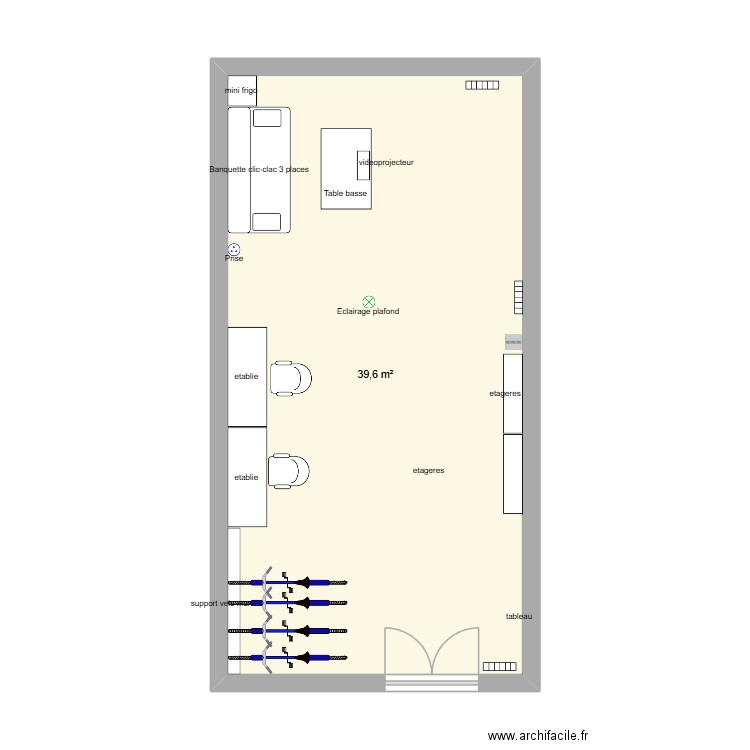 la Kabane. Plan de 1 pièce et 40 m2