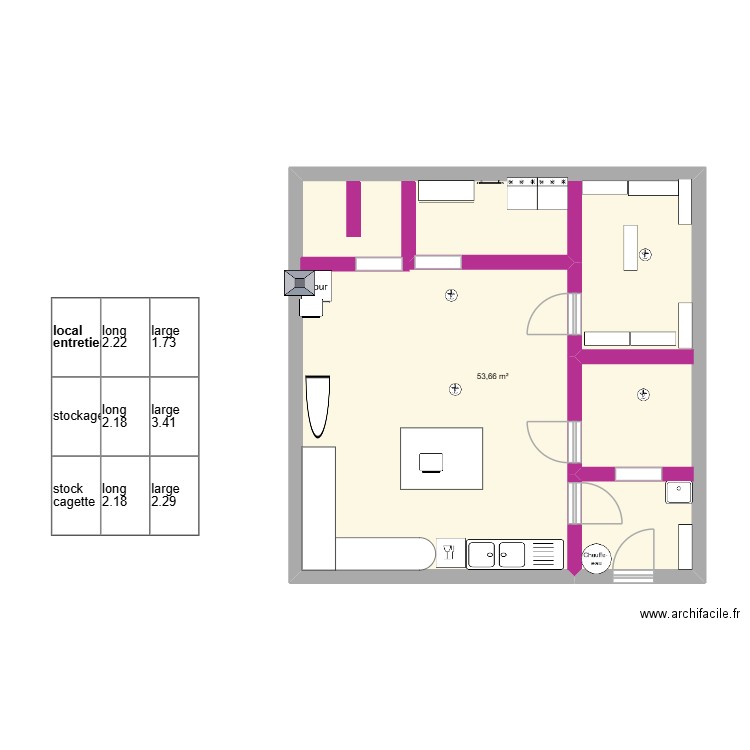 labo 2. Plan de 1 pièce et 54 m2