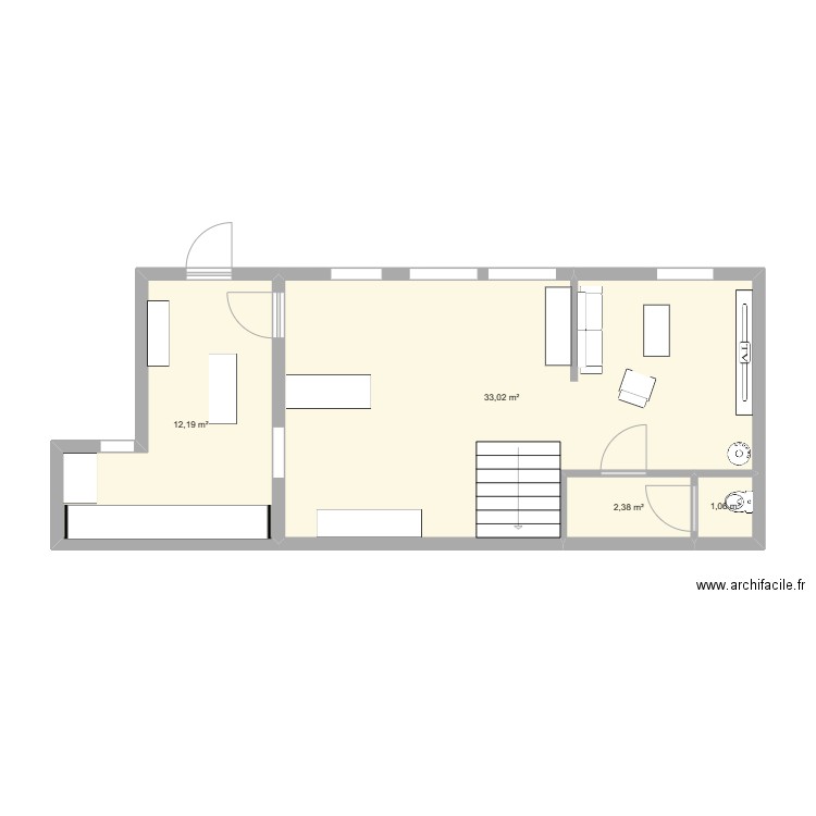 Plan Plussulien. Plan de 4 pièces et 49 m2