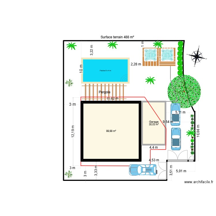 Maison Clos Bécassines. Plan de 2 pièces et 130 m2