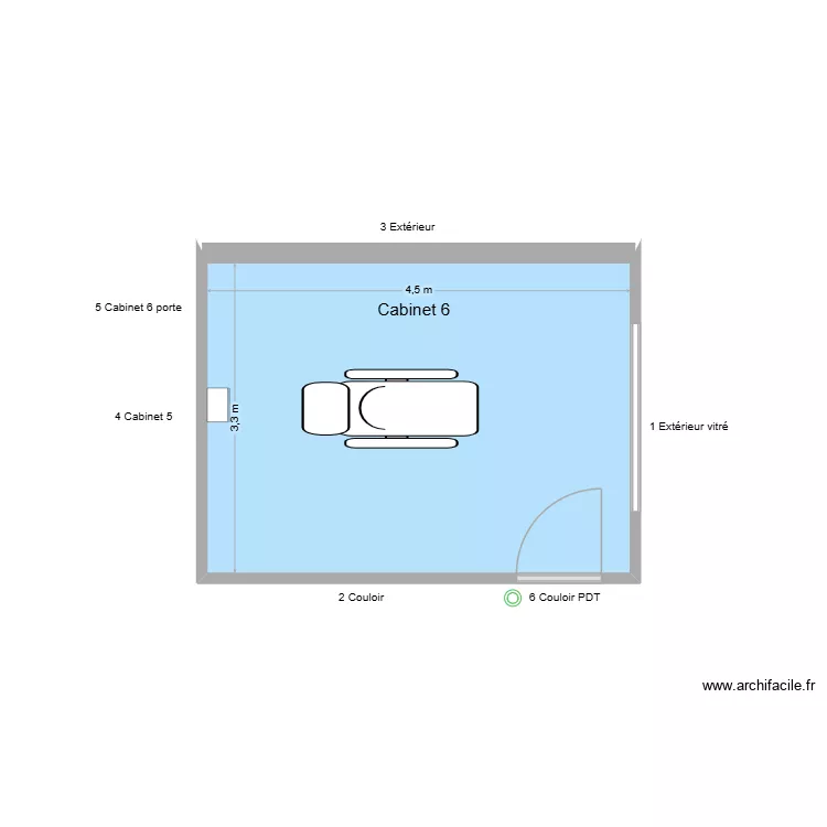 40252 Cabinet 6. Plan de 1  et 15 m²