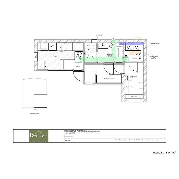 GONSON Plan démolition 2. Plan de 4 pièces et 13 m2