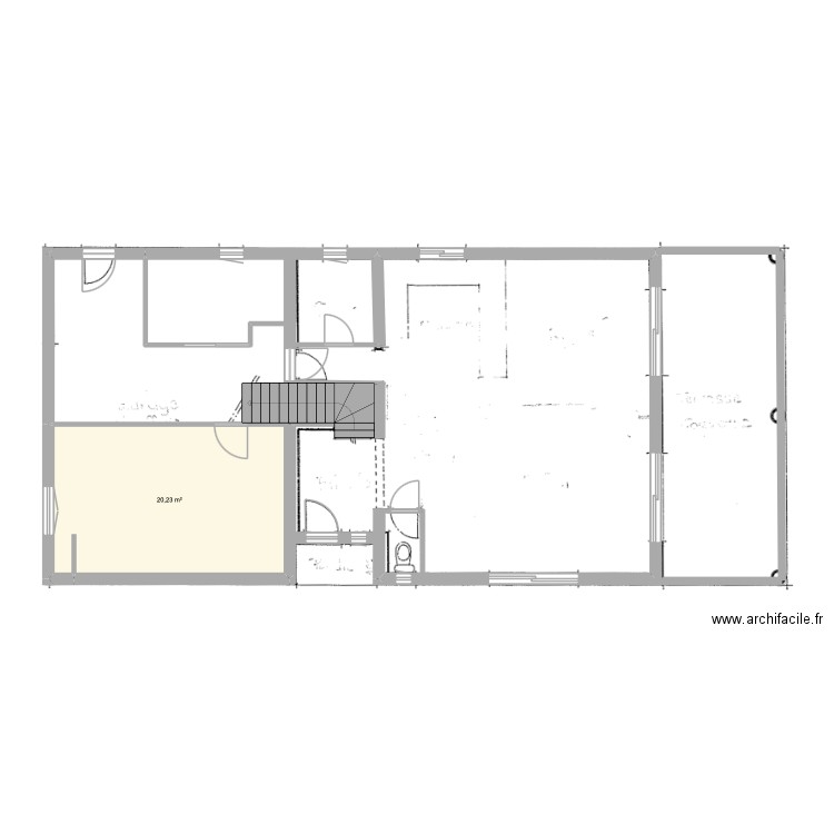 RDC. Plan de 1 pièce et 20 m2