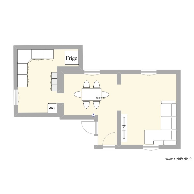 Mery. Plan de 1 pièce et 40 m2