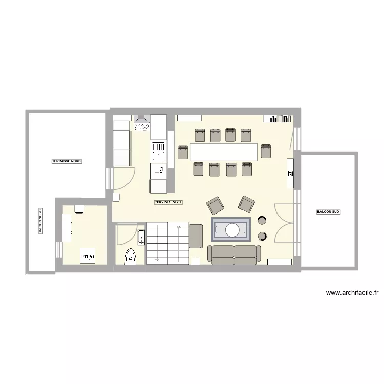 SEJOUR CUISINE CERVINIA. Plan de 3 et 39 m² SEJOUR CUISINE CERVINIA. Plan de 3 et 39 m²
