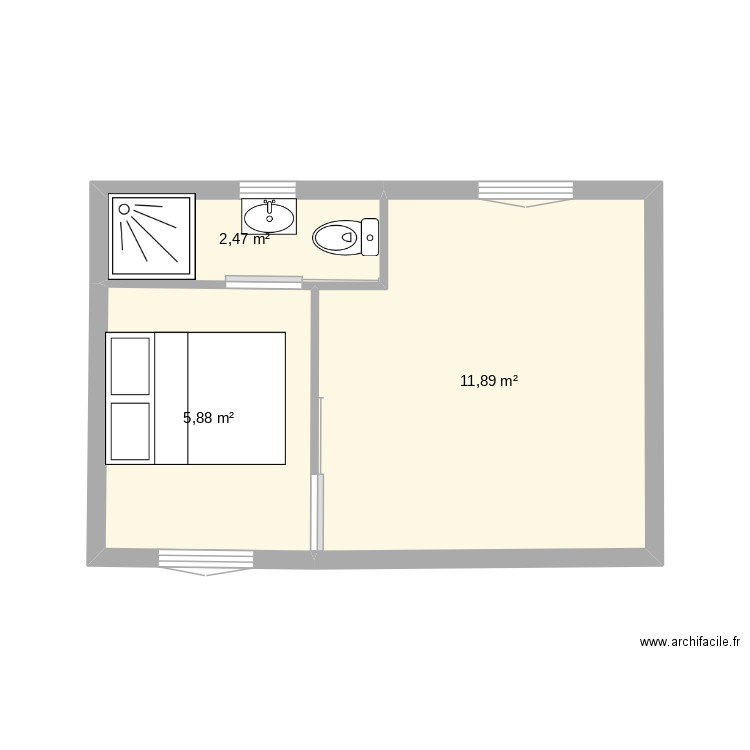 martinique. Plan de 3 pièces et 20 m2