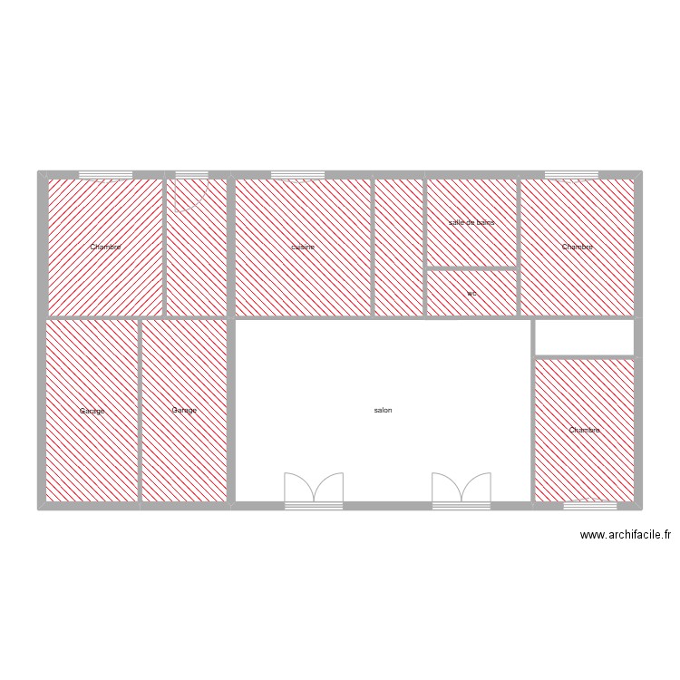 batailler état initial 2. Plan de 11 pièces et 103 m2