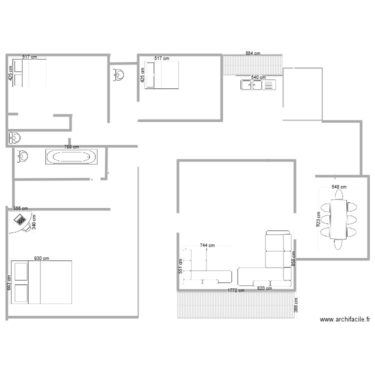 Local-Grasse elm. Plan de 24 pièces et 111 m2