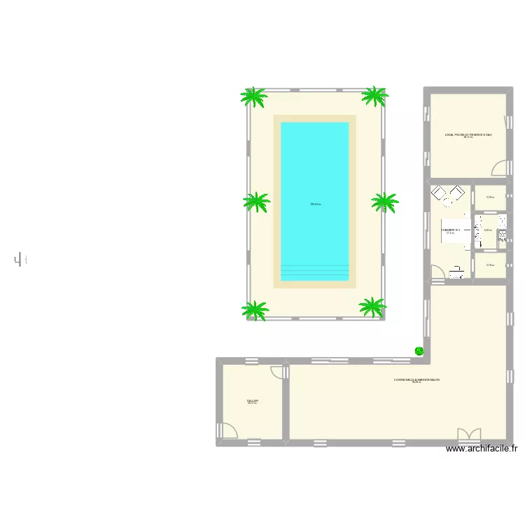 FARIDA. Plan de 9  et 308 m²
