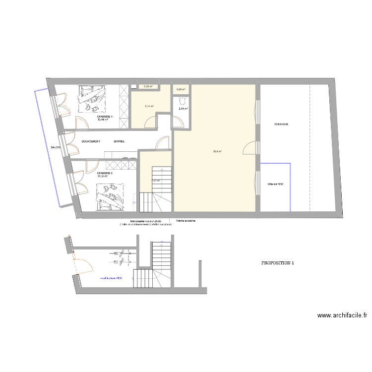 CIC Frontignant aménagement 1. Plan de 5 pièces et 50 m2