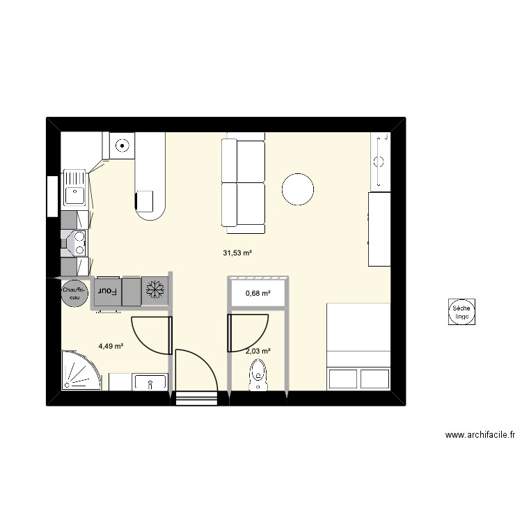 APPART POUR MOI. Plan de 4 pièces et 39 m2
