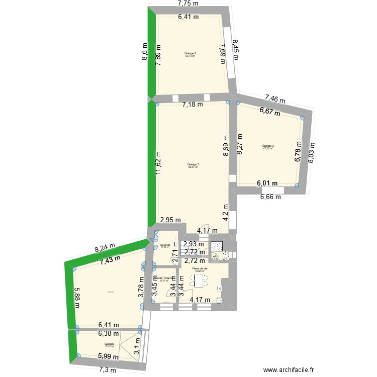 Actuel RDC. Plan de 11 pièces et 295 m2