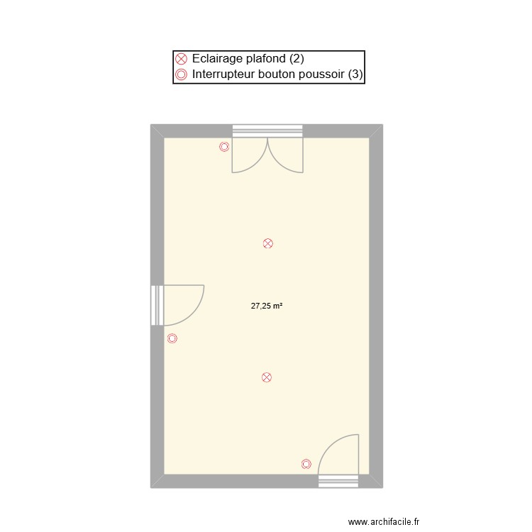 salon telerupteur. Plan de 1 pièce et 27 m2