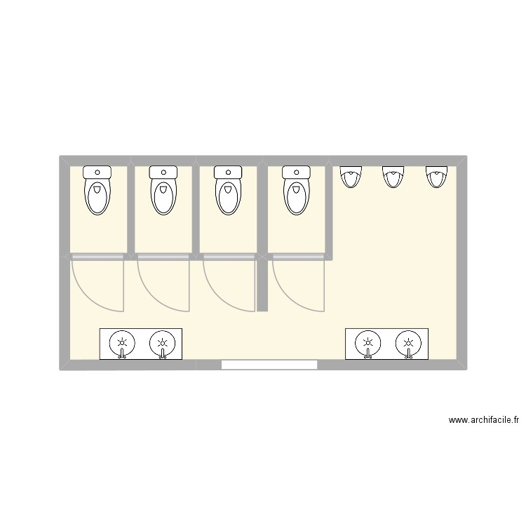 WC EGLISE. Plan de 5 pièces et 17 m2