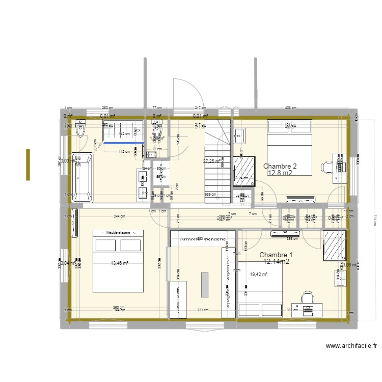 Maison Rouret - R+1 Artur V4. Plan de 15 pièces et 66 m2