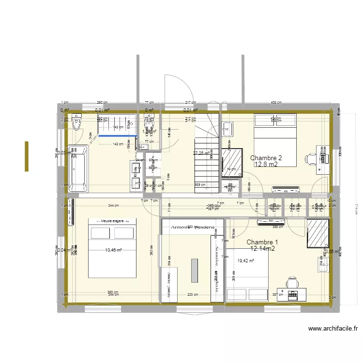 Maison Rouret - R+1 Artur V4. Plan de 