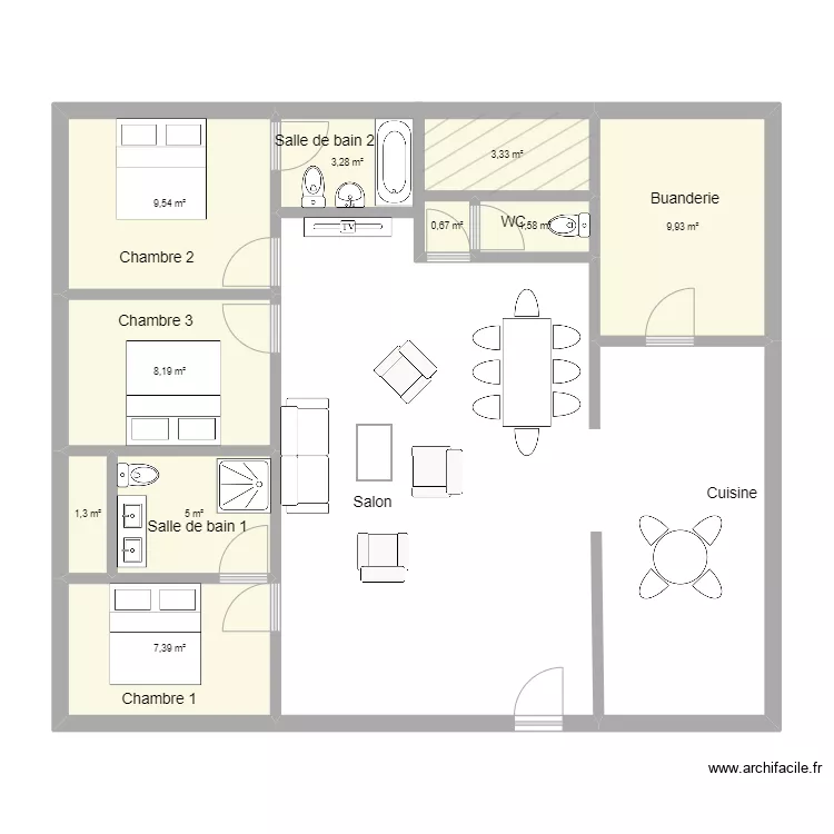 Maison Sorgues. Plan de 