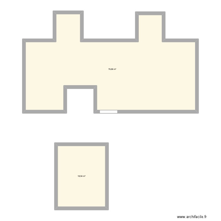 4 Bis. Plan de 2 pièces et 95 m2