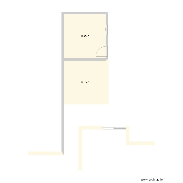abri jardin V2. Plan de 2 pièces et 23 m2