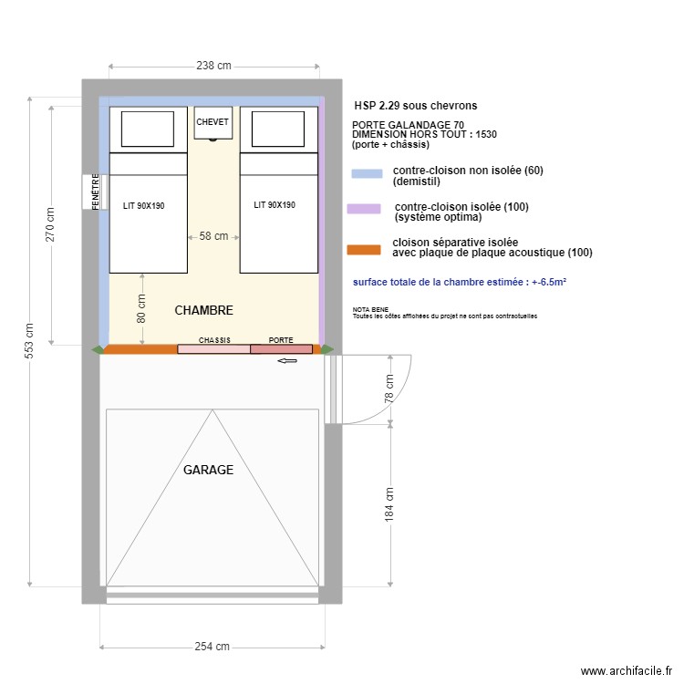 BELOUIN. Plan de 3 pièces et 13 m2