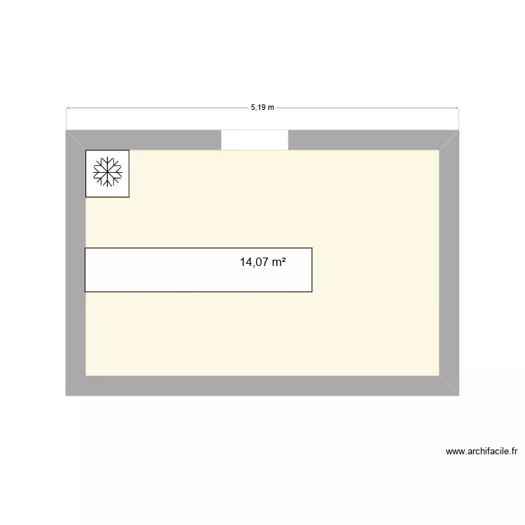 cuisine. Plan de 1  et 14 m²