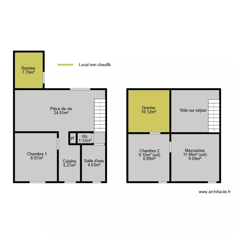 Trousset mesurage. Plan de 10 et 89 m² Trousset mesurage. Plan de 10 et 89 m²