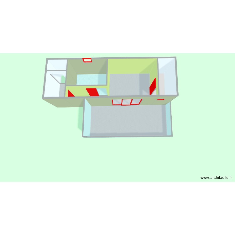 R+1 Visuel par Transparence. Plan de 14 pièces et 242 m2