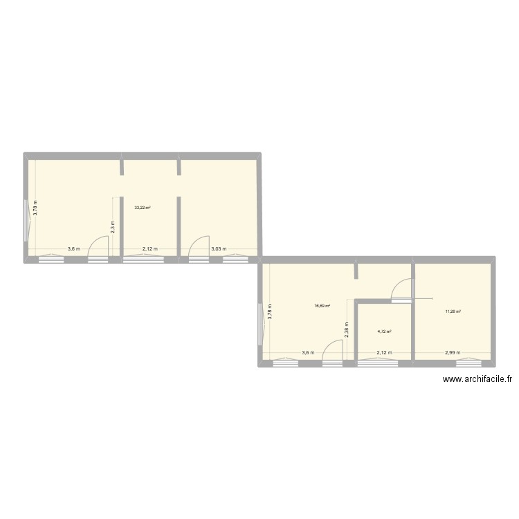 dépendance. Plan de 4 pièces et 66 m2