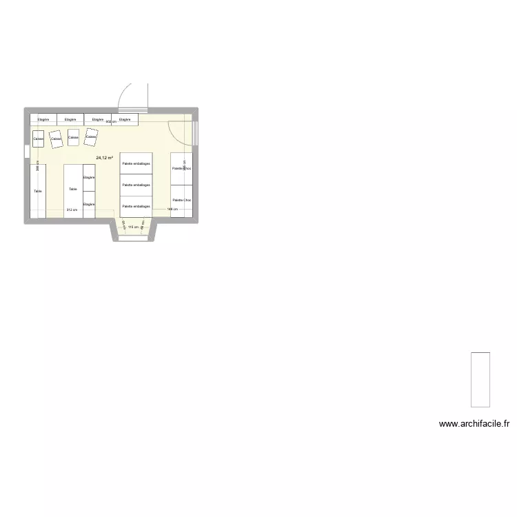 Plan labo stock et emballage. Plan de 