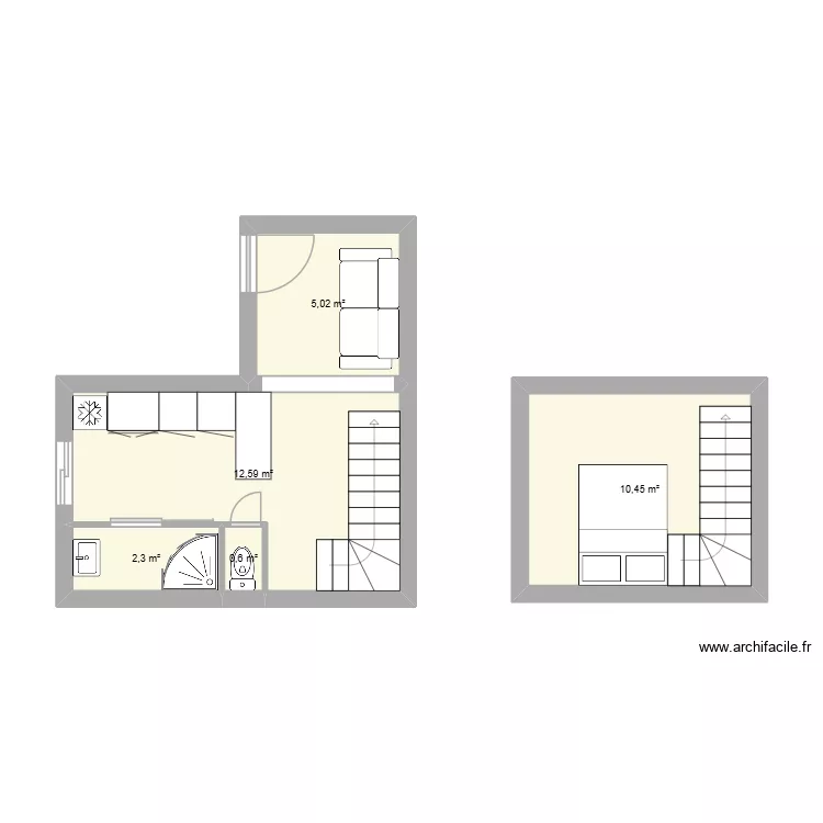 cmx. Plan de 5  et 31 m²