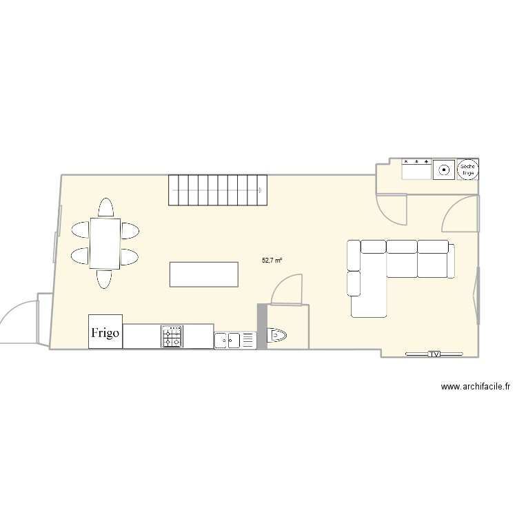 the house. Plan de 1 pièce et 53 m2