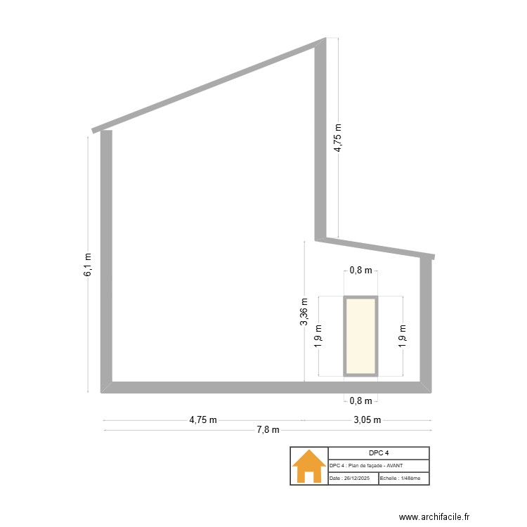 DPC 4 1 2 AVANT. Plan de 1 pièce et 1 m2