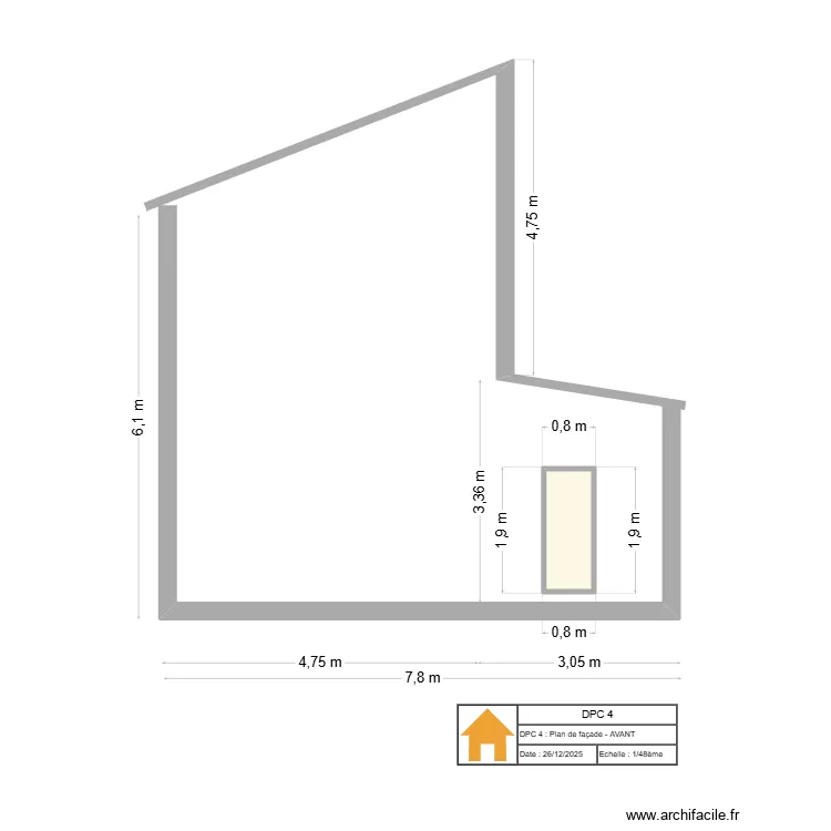 DPC 4 1 2 AVANT. Plan de 1 pièce et 1 m²