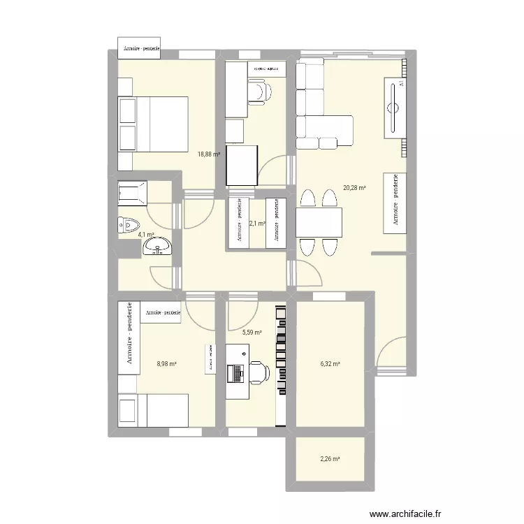 pis. Plan de 8  et 69 m²
