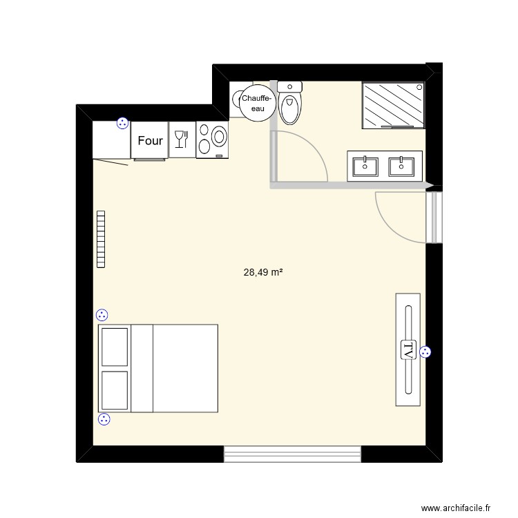 LOCAL VILLARDS. Plan de 1 pièce et 28 m2