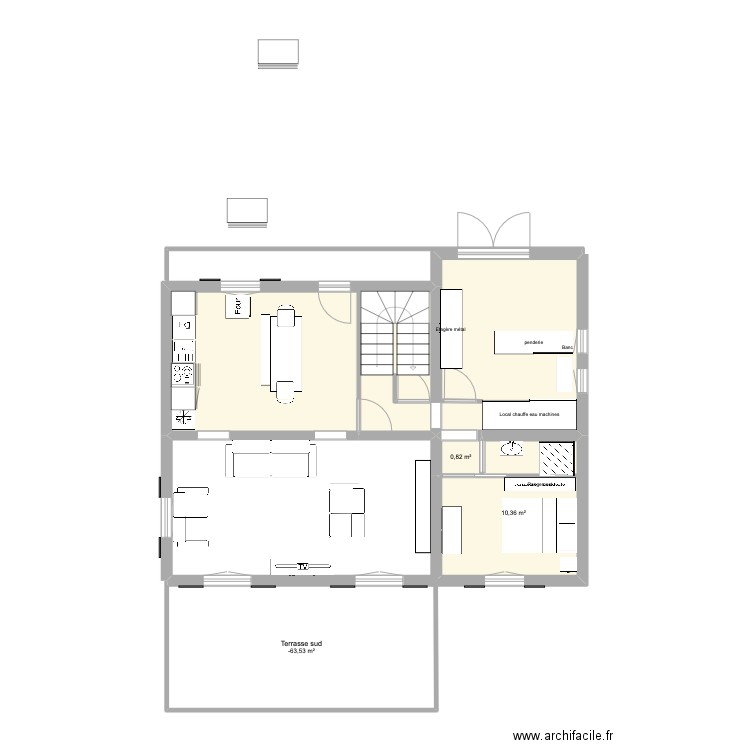 Kerfany séjour cuisine agrandie 1. Plan de 0 pièce et 0 m2