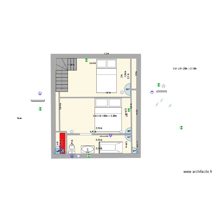 Projet étage. Plan de 0 pièce et 0 m2