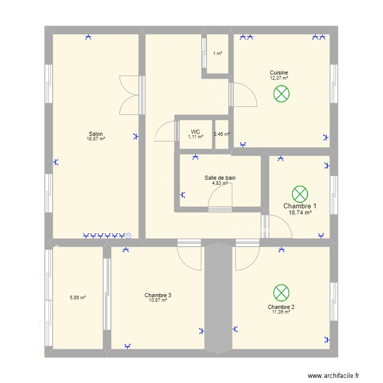 PLAN1. Plan de 10 pièces et 86 m2
