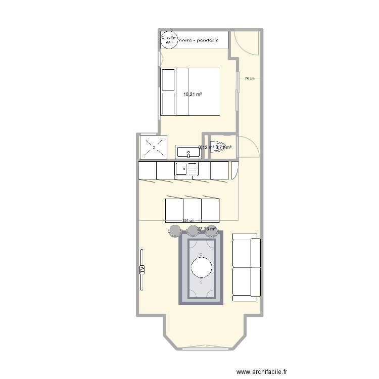 Kriou mesure. Plan de 4 pièces et 38 m2