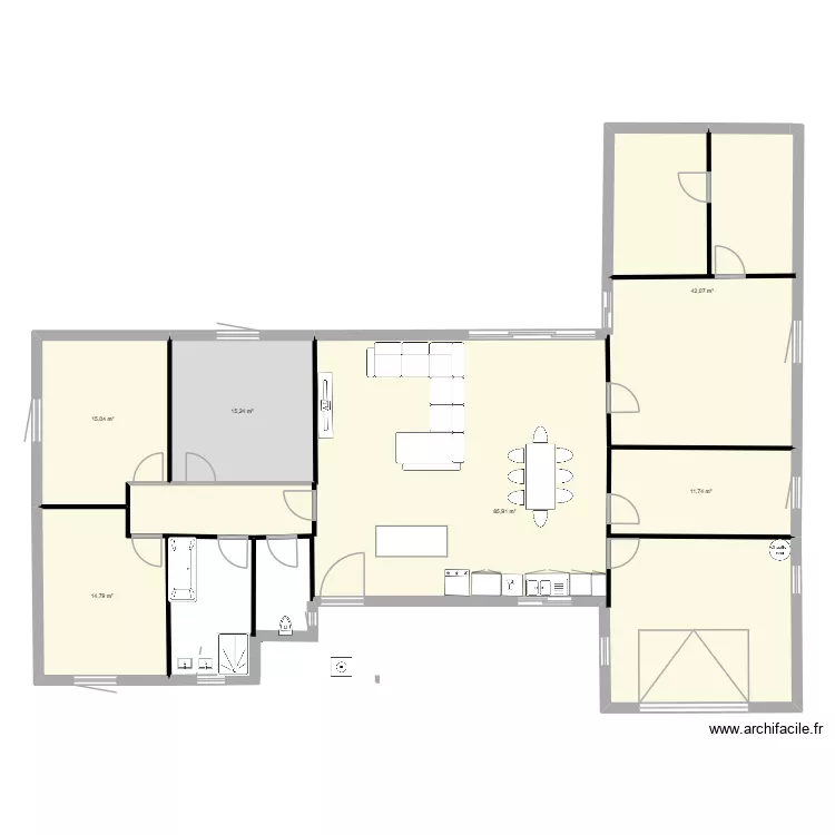 Bouzazi. Plan de 6  et 185 m²