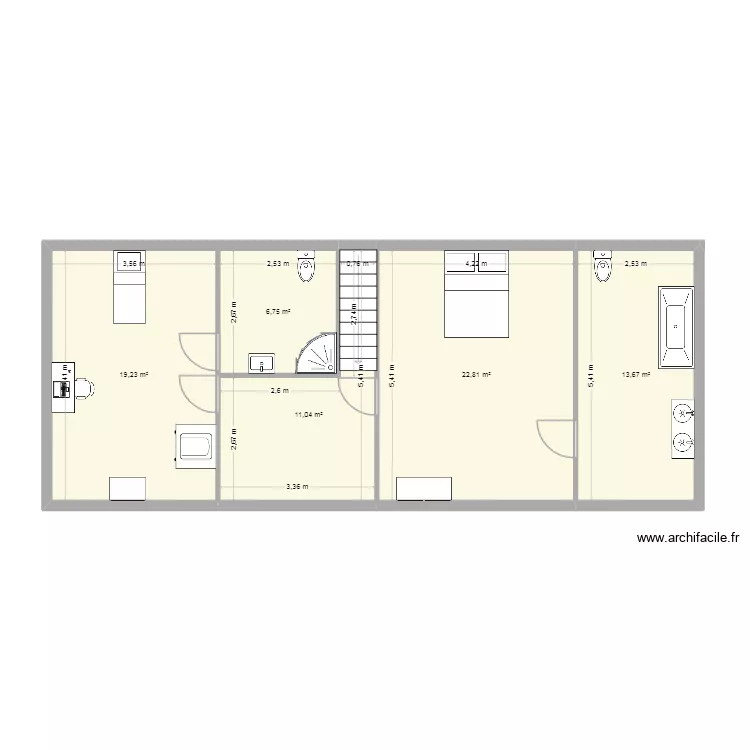 ANNE & REMY 2. Plan de 5  et 74 m²