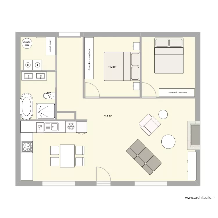 plan2. Plan de 2  et 77 m²