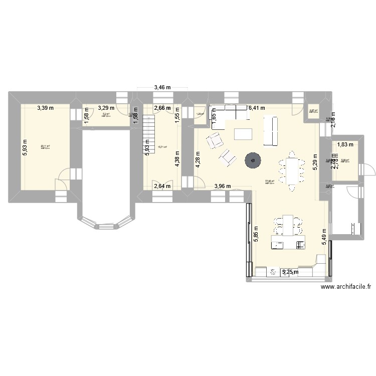 percy2. Plan de 11 pièces et 128 m2