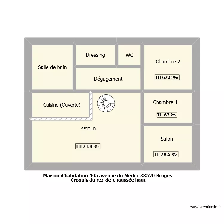 1013 plan rez-de-chauss&eacute;e. Plan de 9 pièces et 22 m²