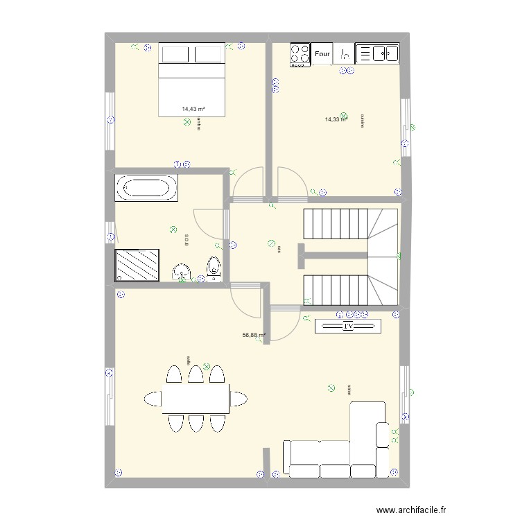 longprés 2. Plan de 3 pièces et 86 m2